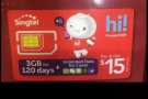 Singapore singtel Sim card $8 $15